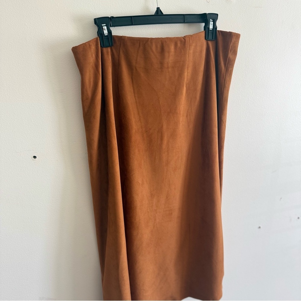 Brochu Walker Brown Midi Slip Skirt Brown Suede Luxury Western Size Large - Picture 7 of 8
